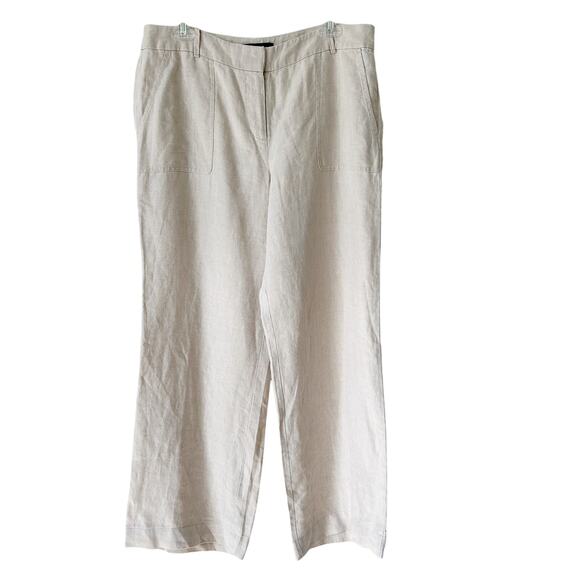 Talbots 100% Linen Pants Size 10 Tan High Rise Lightweight Wide Leg Trousers - Picture 1 of 7